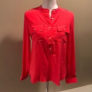 Gap Neon Pink/Orange 5 Button Collarless Blouse